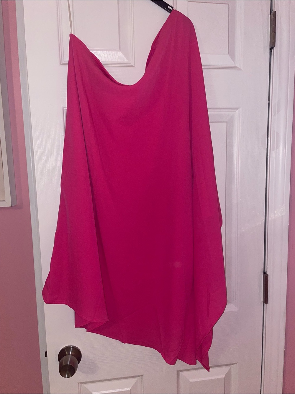 Bright Pink Women's Flowing one shoulder dress